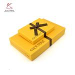 Luxuriously Gold Art Paper Chocolate Packaging Paper Box With Brown Ribbon