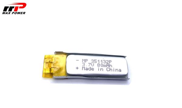 Ultra Small High Power Lithium Polymer Battery 351132 80mAh 3.7V Frequency