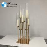 Taper Antique Metal And Crystal Candelabra Gold Black Stick Candle Holders 5 Arm