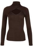 Autumn Slim Fit Sexy High Collar Long Sleeve Threaded Top Fashion Pure Color