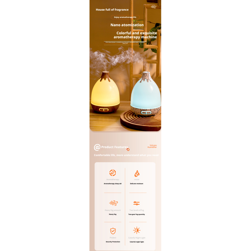 Diffuser Machine Premium Ultrasonic Volcano Aromatherapy Diffuser LED Air Purifying Fragrance Sprayer