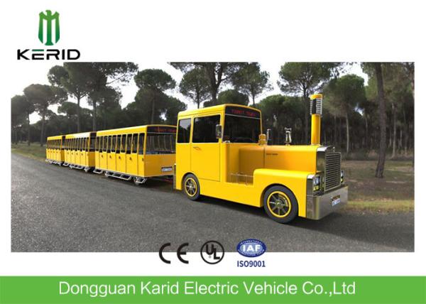 Gasoline Power 62 Seats Mini Trackless Train , Ride On Tourist Train For