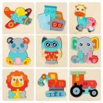 Montessori Games Baby Toys Animals Traffic Kids 3D Puzzles Wooden Cartoon