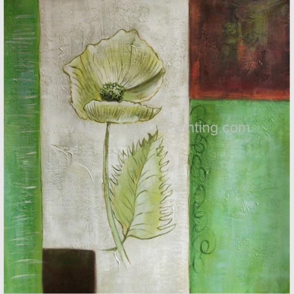 Modern Abstract Flower Oil Painting On Canvas , Stretched Canvas Painting For