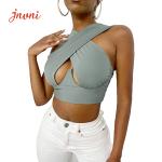 Sexy Women's Crisscross Halter Tank Tops Solid Color Sleeveless Cutout Front