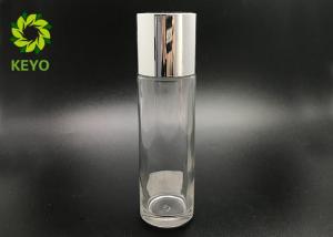 Wholesale 4OZ Clear Round Glass Toner Bottle With Silver Cap For Essential Oil from china suppliers