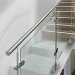 Sleek Stainless Steel Handrails with Round Plate Cover for Glass Balustrades