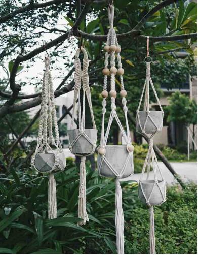 ECO-Friendly COTTON rope White color Macrame Plant Hanger decorative plant