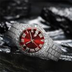 Luxury Custom Bling Hip Hop Fully Iced Out Watches Silver Gold Blue Dial Men