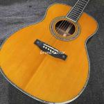 Custom OM Body Spruce Top Yellow Painting Gloss Finishing Acoustic Electric