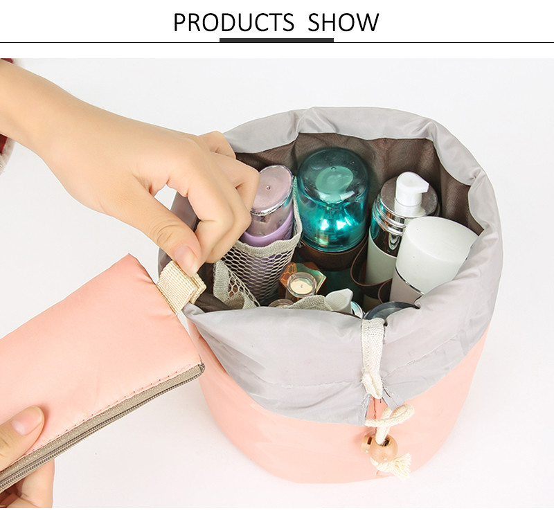 Women'S Drawstring Dia17cm Polyester Cosmetic Bag