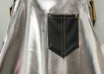 PU Leather Kitchen Cooking Apron Silver And Black Stitching Padded