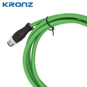 China M12 Ethernet / IP Connector Dual Shield 4 X 2 X 0.25 Yellowish Green PVC Cable 10 Meter on sale
