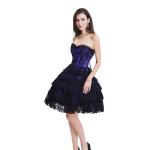 Breathable Purple Black 2XL Bodycon Corset Mini Dress With Zipper