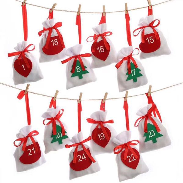 Christmas Burlap Jute Drawstring Bag Backpack Candy Pouch Bags OEM