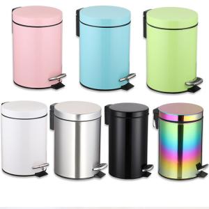 Wholesale Colorful Eco - Friendly Indoor Trash Can 5L Waste Can Foot Pedal 3 Size from china suppliers