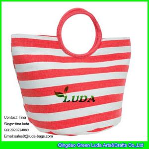 Wholesale LUDA striped straw handbag large paper straw make round ring straw bag from china suppliers