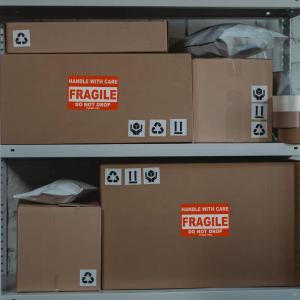 Wholesale Handle With Care Copper Plate Warning Label Stickers Small Fragile for Shipping from china suppliers