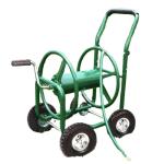 Sturdy Iron Garden Water Hose Reel Cart With Four Metal Wheels Durable