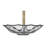 Modern Ball Shaped Glass Wash Basin Light Gray Color Vessel Sinks Pop Up Drain