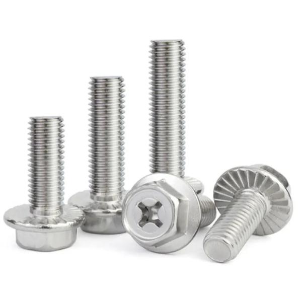 Stainless Steel Hex Head Flange Bolt With Full Thread 304 316 DIN6921 Cross Head