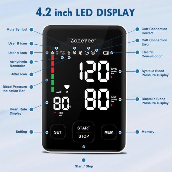 Medidor De Presion Tensiometrodigital 22-42cm Cuff Digital BP Meter Upper Arm