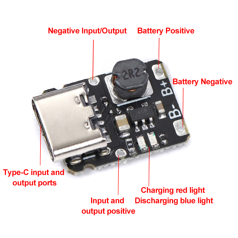 3.7V 4.2V 18650 Lithium Battery Charging Boost Power Board Protection Type-c The Ideal 5V Charging and Discharging Solution