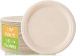 100% Compostable 10 Inch Paper Plates, Heavy Duty Paper Plates, Disposable