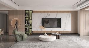 Wholesale Elegant Practical Modern TV Cabinet Solution With Wood Grain And Pean Grey Carcass from china suppliers