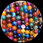 Multi-color Round Cut Gemstone Beads Yellow Blue Striped Agate for DIY Jewelry