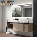 Rectangle Modern Style Bathroom Cabinet Wood Luxury Vanity Set with Floor