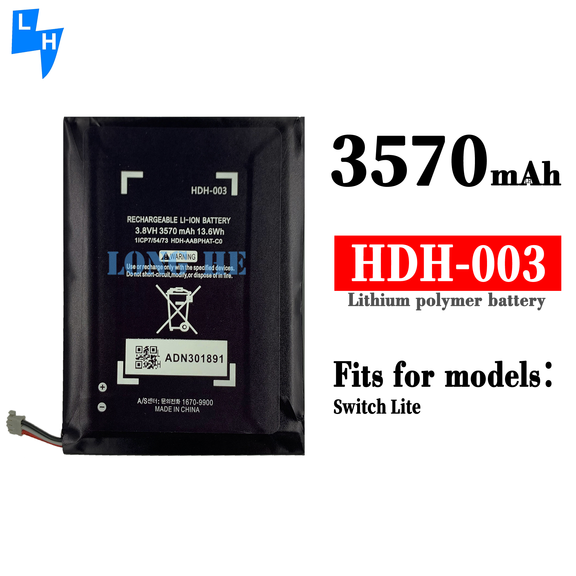 Nintendo Switch Lite HDH-003 HDH003 Game Battery Replacement 3.8V 3570mAh Li Polymer