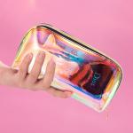 Wholesale Waterproof TPU Holographic Zipper Clear Cosmetic Bag