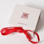 Logo Printed Magnetic Paper Box with Red Ribbon Custom Size Christmas Gift