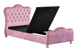 Girl Pink Upholstered Plywood Bed Frame With Dimond Buttons Headboard
