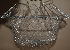 Wholesale Collapsible Deep Fryer Stainless Steel Mesh Basket , Wire Mesh Fry Basket from china suppliers