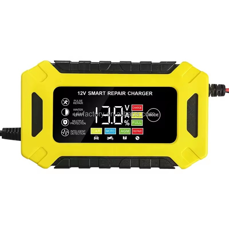 Intelligent 12V 6A/24V 6A Car Battery Charger with Current Protection and Low Tension Protection Connector Pulse Repair