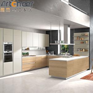 Wholesale Modern Customized U Shape Kitchen Cabinet White Veneer Door With Quartz Stone Counter Top from china suppliers