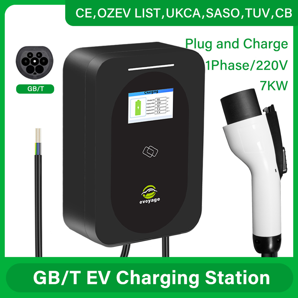 Wallbox GB/T EV Charger 32A 7kW Single Phase EV Charging Station With 5M EV Cable