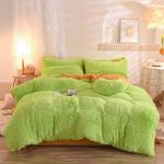 Mink Fleece Flannel Bedding Set with Solid Color Duvet Cover and Pillowcase