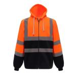 Construction Site Long Sleeve Plus Fleece Zipper Reflective Hoodie Outdoor