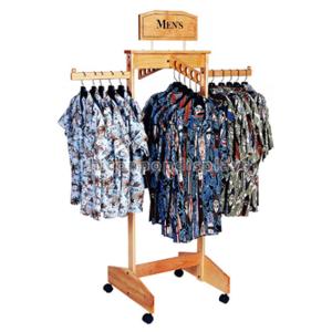 Wholesale Hanging Clothing Store Fixtures Simple Freestanding Wooden Clothes Rack For Promotion from china suppliers