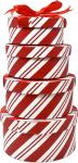 Craft Christmas Round Nesting Gift Boxes with Lids 4 Pack Red and White Candy