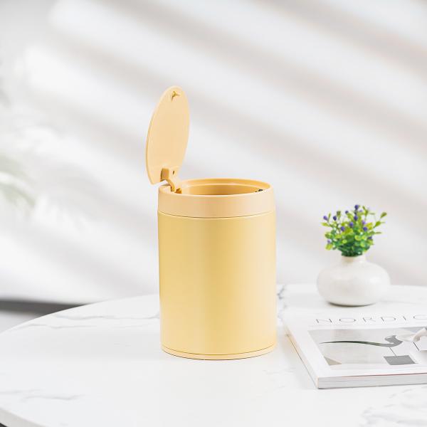 Pressing Type 1.5L Desktop Trash Bin Stainless Steel Mini Waste Can for Office