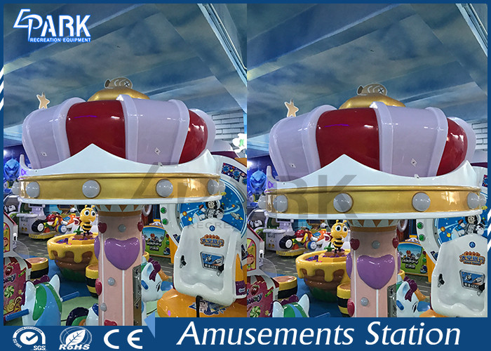 Cute Pony Shape Kiddie Ride Carousel / Coin Operated Kiddie Rides LED Lights