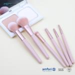 6PCS Aluminum Ferrule Pink Handle Makeup Brushes