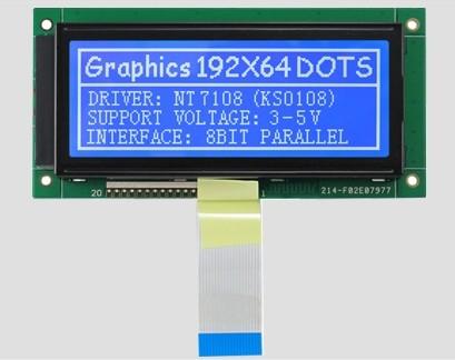 192*64 Character Graphics Dot Matrix LCD Display Module Yellow Green / Blue