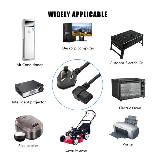 HENG-WELL 3 Pin Stripped Power Cord 0.61m/2.5m with C13/C5 Angle Plug for Laptop/Printer & Consumer Electronics