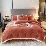Grade A Stripes Four-Piece Set in Solid Color Milk Velvet and French Velvet for