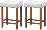 Backless Backless Cushioned Bar Stools Sponge Cushion And Solid Rubber Wooden